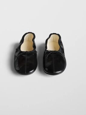 Phoebe philo GATHERED FLAT in black leather | | Refurbished | Size Fits US 7-8